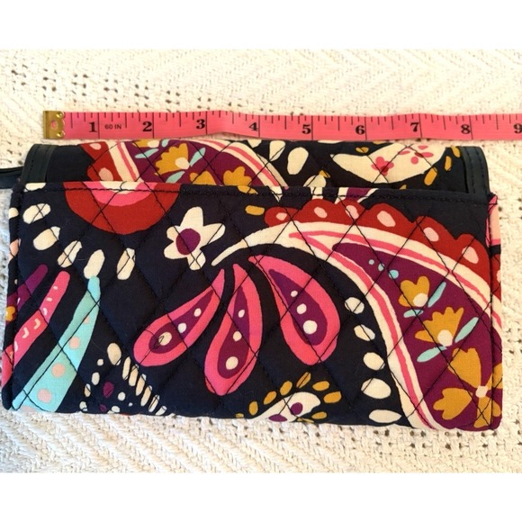 VERA BRADLEY TRIMMED WRISTLET WALLET   Preowned Painted Paisley - Picture 7 of 8